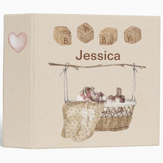 Classeur de bébé personnalisé vintage (Devant/Côté)