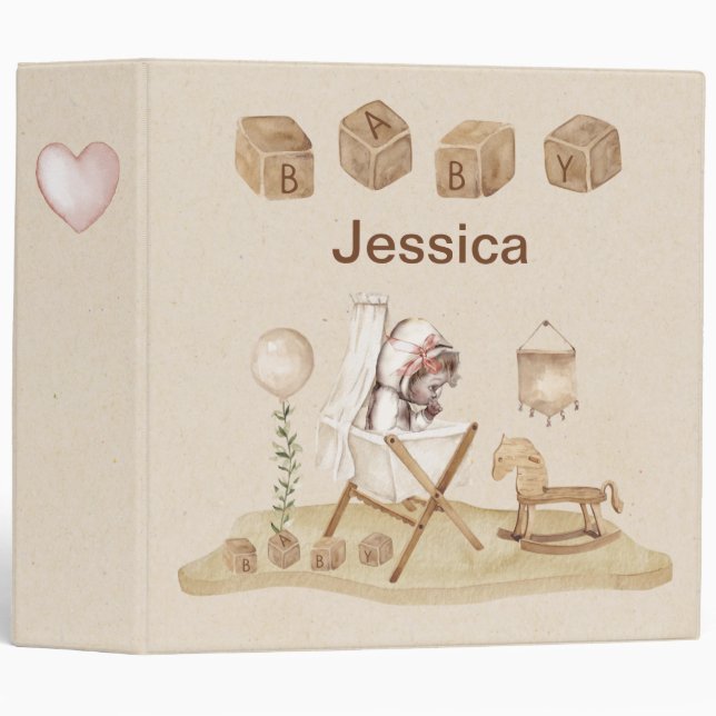 Classeur de bébé personnalisé vintage (Devant/Côté)