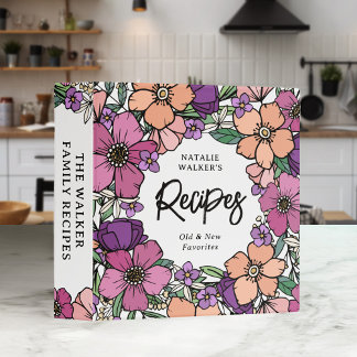 Classeur De Belles Recettes De Fleurs Roses De Pêche Violet