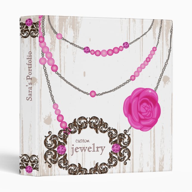 Classeur de bijoux Rose de portefeuille Collier Br (Devant/Côté)