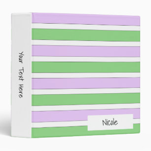 Classeur de blanc, lilas et vert de rayures