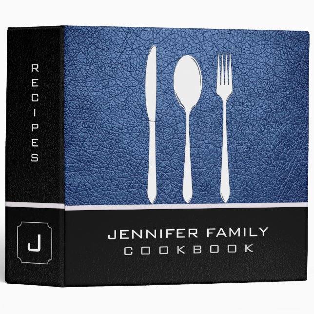 Classeur De bleu cuisine en cuir de famille là-bas (Devant/Côté)