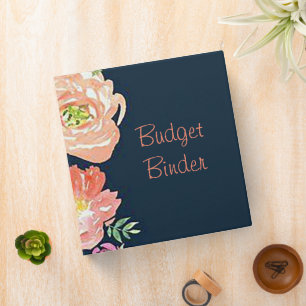 Classeur de budget floral rose et marine