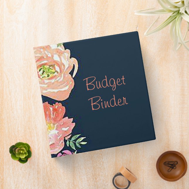 Classeur de budget floral rose et marine (In Situ)