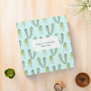 Classeur de cactus vert à la menthe avec le nom Mo