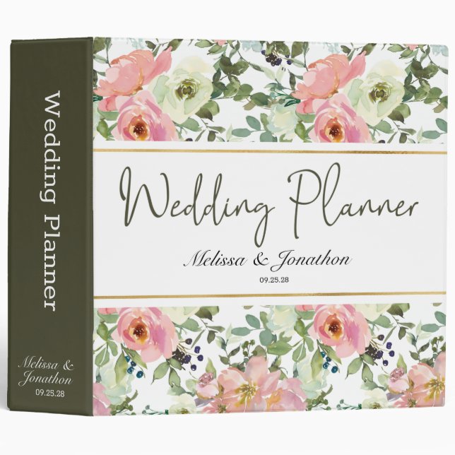 Classeur de ceinture et Wedding planner floral 3 l (Devant/Côté)