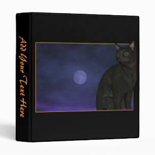 Classeur de chat noir/Pleine lune avec votre texte