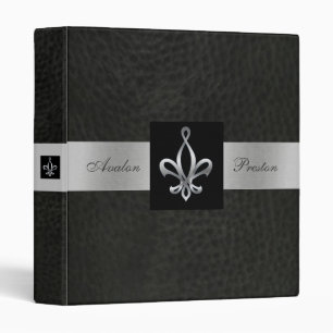 Classeur de cuir de Faux de Silver Fleur De Lis