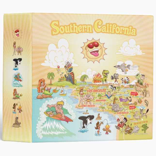 Classeur de dessin animé de Californie du Sud (Devant/Côté)
