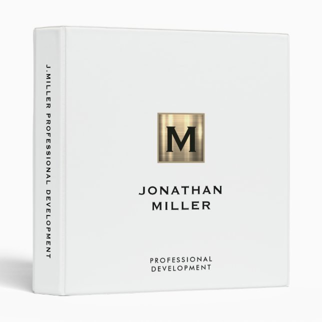 Classeur de développement professionnel Solid Whit (Devant/Côté)