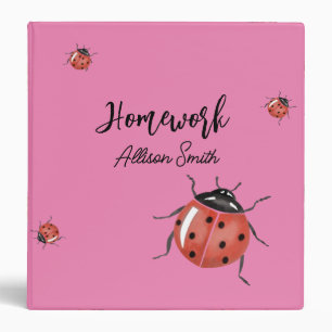 Classeur de Devoirs Joli Coccinelle Rose