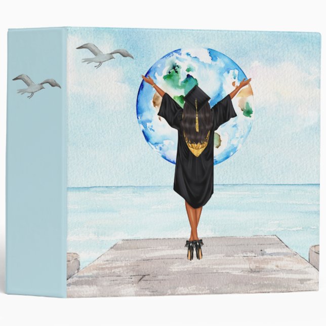 Classeur de diplômes d'une fille afro-américaine (Devant/Côté)