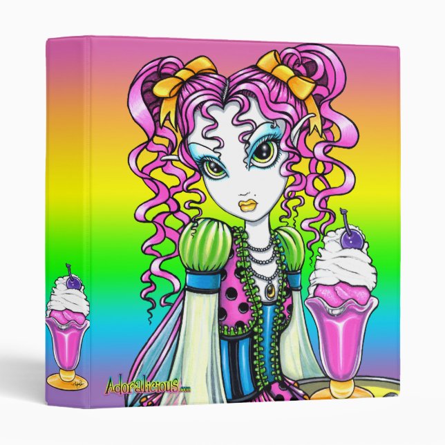 Classeur de fée d'arc-en-ciel de crème glacée de (Devant/Côté)