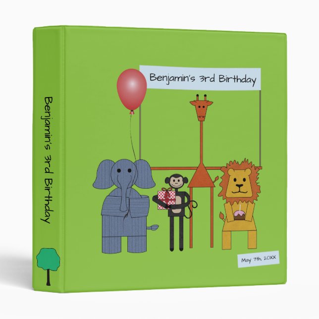 Classeur de fête d'anniversaire de la Jungle Anima (Devant/Côté)