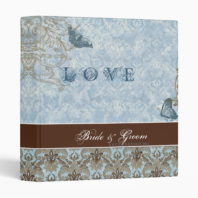 Classeur de Fleur di Lys mariage damassé (Devant/Côté)