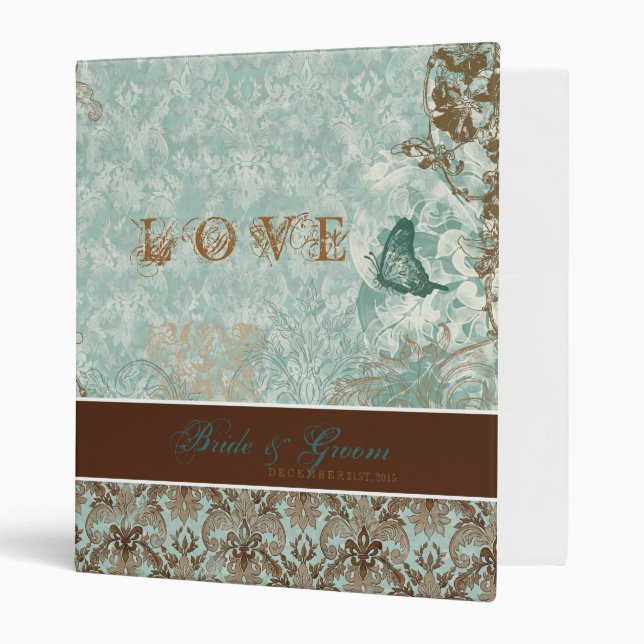 Classeur de Fleur di Lys mariage damassé (Devant/intérieur)