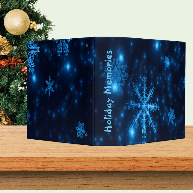Classeur de flocons de neige bleu profond et lumin (Deep Blue & Bright Snowflakes Binder)