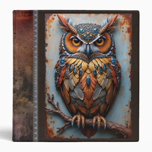 Classeur de grunge de hibou industriel personnalis (Devant)