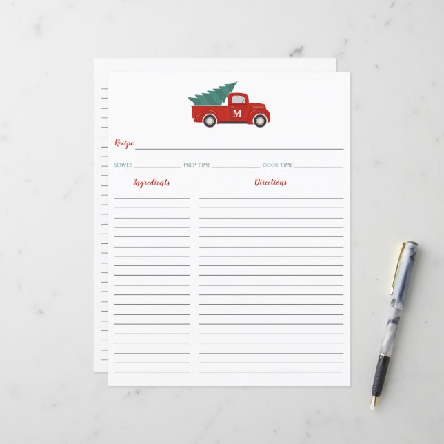 Classeur de la carte de recettes de Noël du Camion (Devant/Arrière en situation)