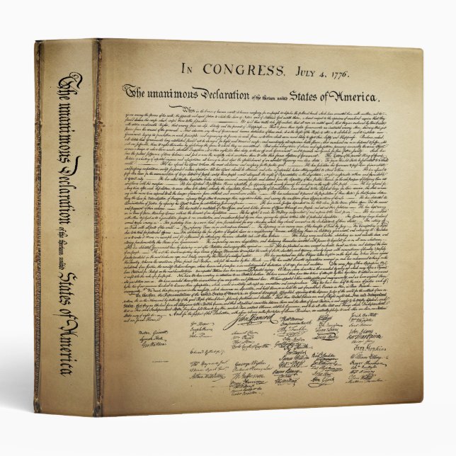 Classeur de la Déclaration vintage d'indépendance (Devant/Côté)