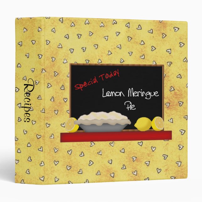 Classeur de la recette de tarte au citron meringue (Devant/Côté)