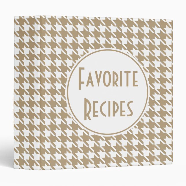 Classeur de la recette Monogram Tan Houndstooth (Devant/Côté)