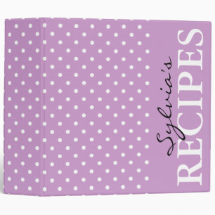 Classeur de la recette motif de pois violet et bla