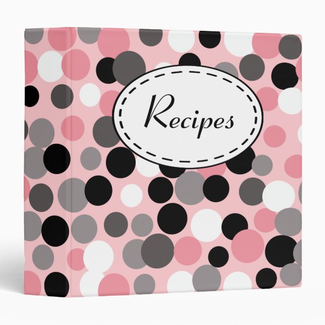 Classeur de la recette points noirs et gris roses (Devant/Côté)