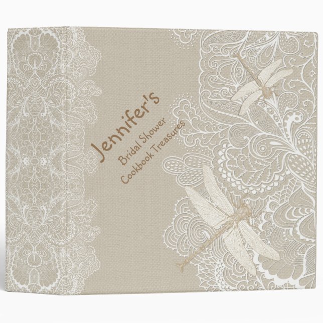 Classeur de la recette rustique Burlap et Lace (Devant/Côté)