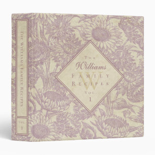 Classeur de la recette vintage Tournesol Toile Lav