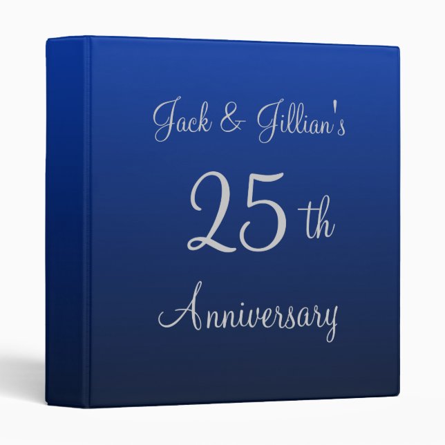 Classeur de l'anniversaire bleu personnalisé (Devant/Côté)