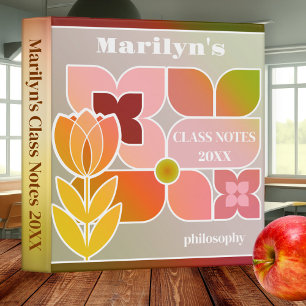 Classeur de l'école florale rétro coloré