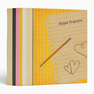 Classeur de l'école Orange Stripes and Doodles