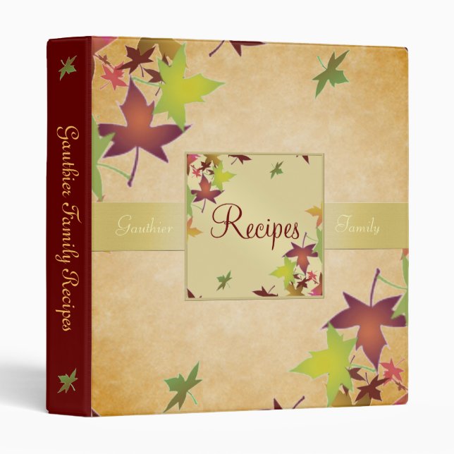 Classeur de livre de cuisine de recette de (Devant/Côté)