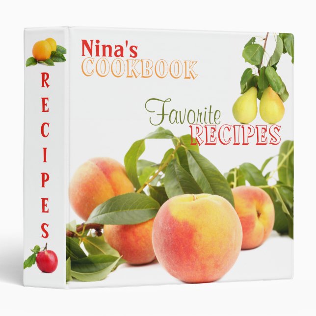 Classeur de livre de cuisine de recettes de fruits (Devant/Côté)