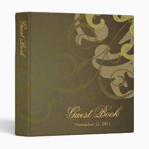 Classeur de livre d'invité de brun de rouleau d'or