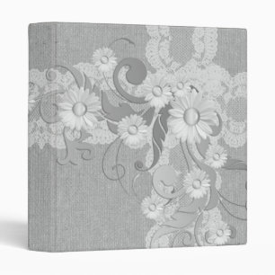 Classeur de luxe Daisy Lace Grey Burlap