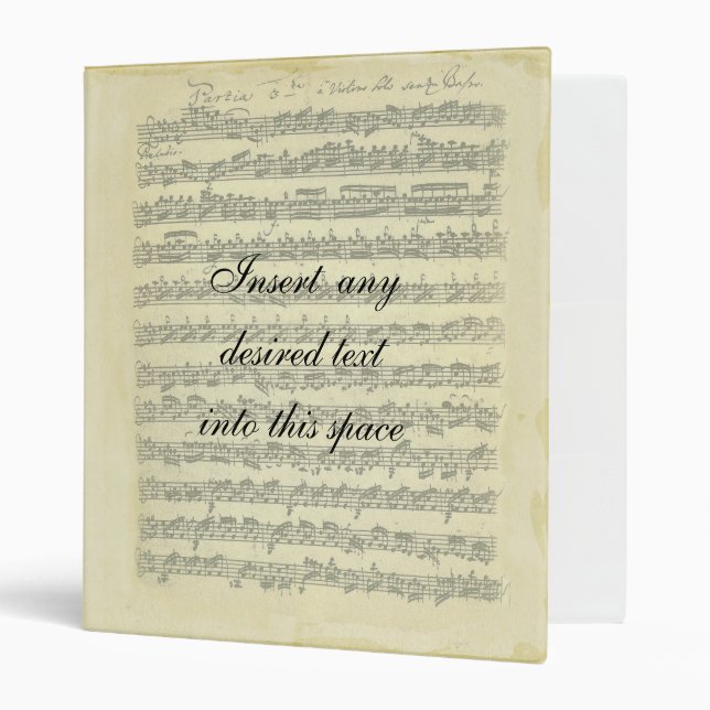 Classeur de manuscrit de Bach (Devant/intérieur)