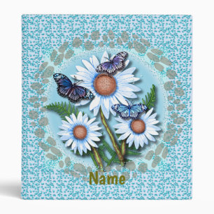 Classeur de marguerites bleues papillon