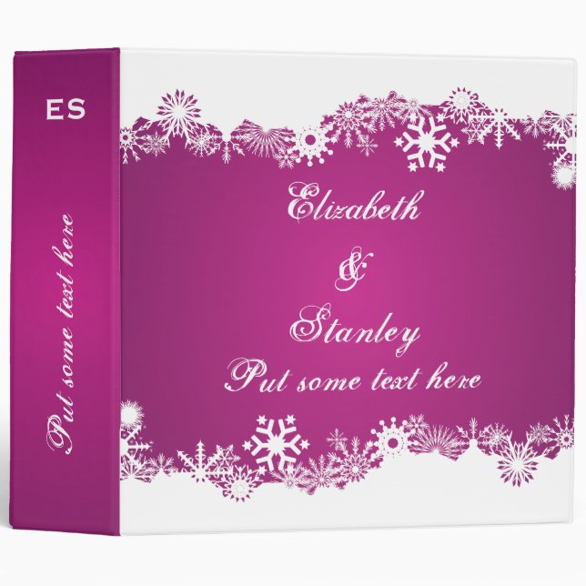 Classeur de mariage blanc d'hiver fuchsia (Devant/Côté)