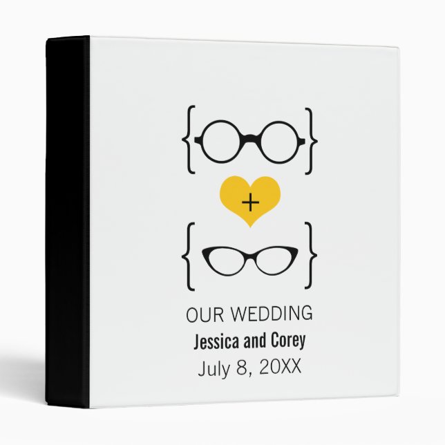 Classeur de Mariage de lunettes Geeky Jaune (Devant/Côté)