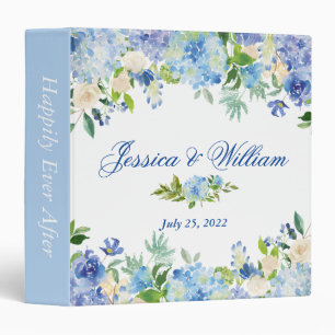 Classeur de mariage floral bleu clair Hydrangea