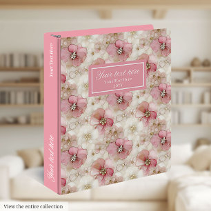 Classeur de mariage floral tendance à pétales rose