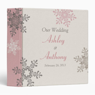 Classeur de mariage hivernal rose Taupe Flocon de 