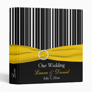 classeur de Mariage rayé jaune, noir et blanc de 1