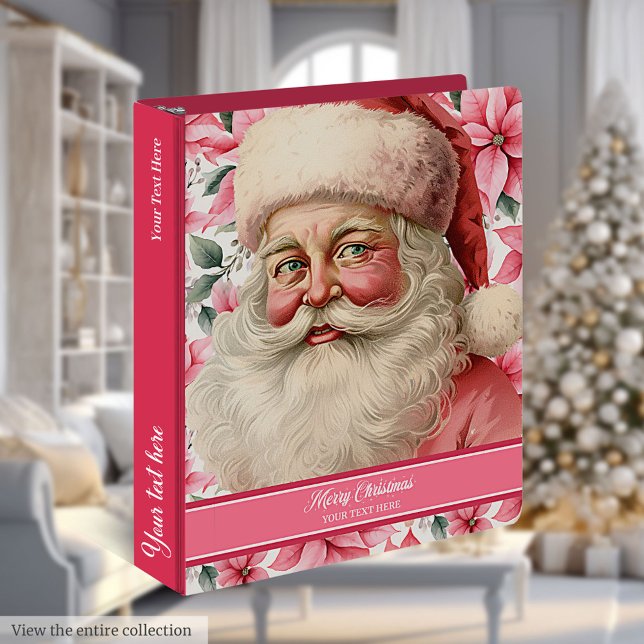 Classeur de mémoire Pink Santa Claus (Pink Santa Claus Christmas Planner Memory Binder)