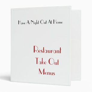 Classeur de menu du restaurant Take Out