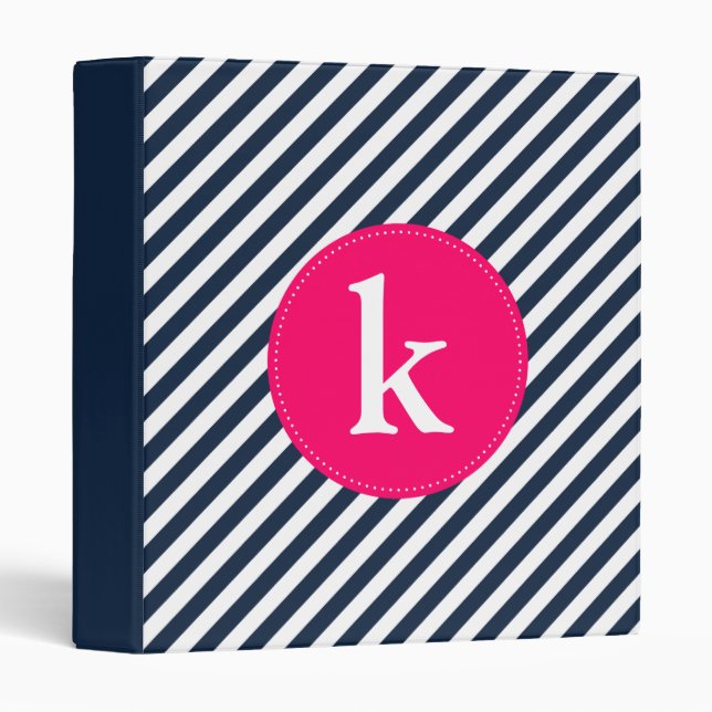 Classeur de monogramme à rayures diagonales de mar (Devant/Côté)