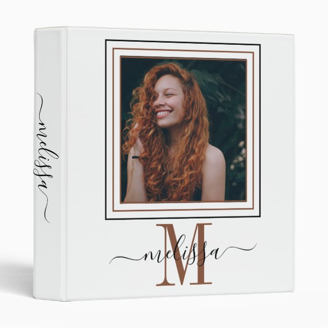 Classeur de monogramme photo personnalisé (Devant/Côté)