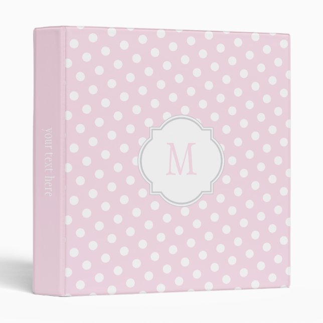 Classeur de monogramme rose et blanc (Devant/Côté)